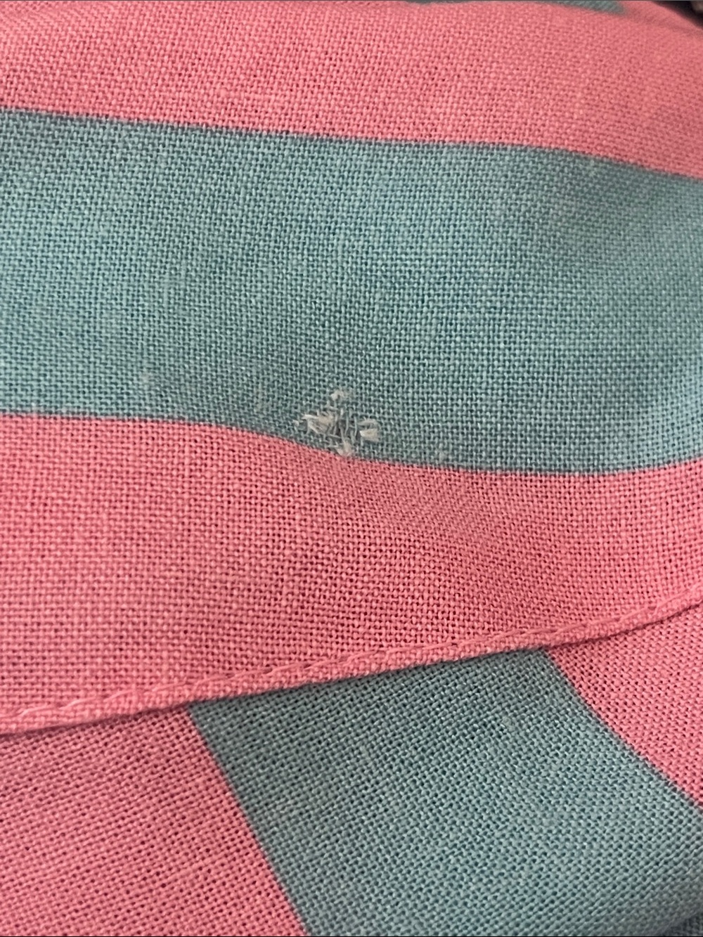 Zara Linen Blend Relaxed Vertical Stripe Button-Down in Pink and Teal Size XL - Picture 7 of 7